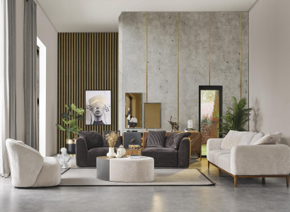 Sofagarnitur Sofa Stoff Sofas Modern Wohnzimmer Weiß 3tlg Polyester